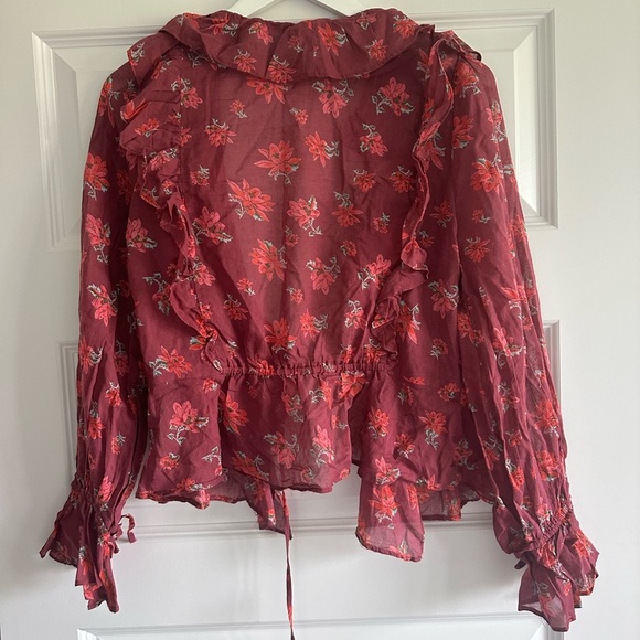 Free People Amanda Ruffle Floral Wrap Top- New With Flaw - Picture 9 of 11